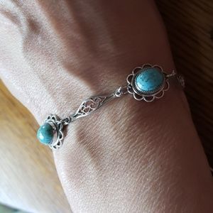 Vintage Amco 14K Gold Overlay Turquoise Bracelet